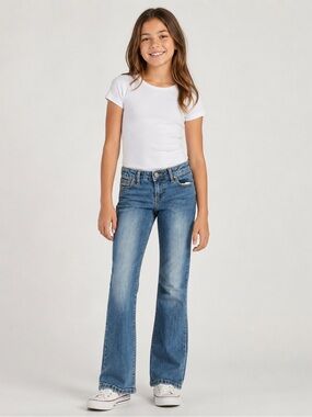 Arizona Jean Co Girls Size 10 Regular Bootcut Jeans Adjustable Waist Medium Wash